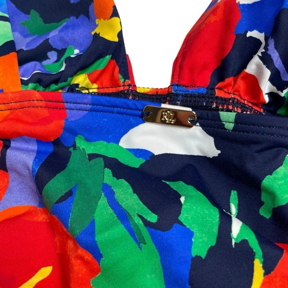 Lauren Ralph Lauren Floral Shirred V-Neck One-Piece Size 6 New NWT - Picture 6 of 7